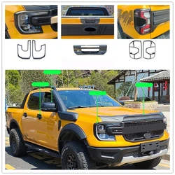 Car Style Front Racing Grille Mesh Trim Door Handle Gate Bowl Rear View Mirror Trunk Tail Light Cover For Ford Ranger T9 2023 +
