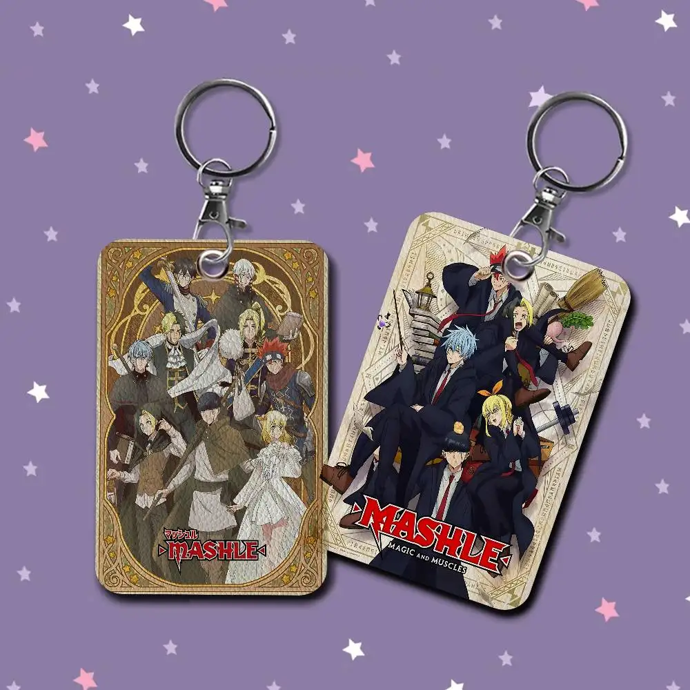 Japanese Anime MASHLE MAGIC AND MUSCLES 1Pc PU Leather Card Holder Keychain Key Ring Door Lock Access Tags ID Card Case