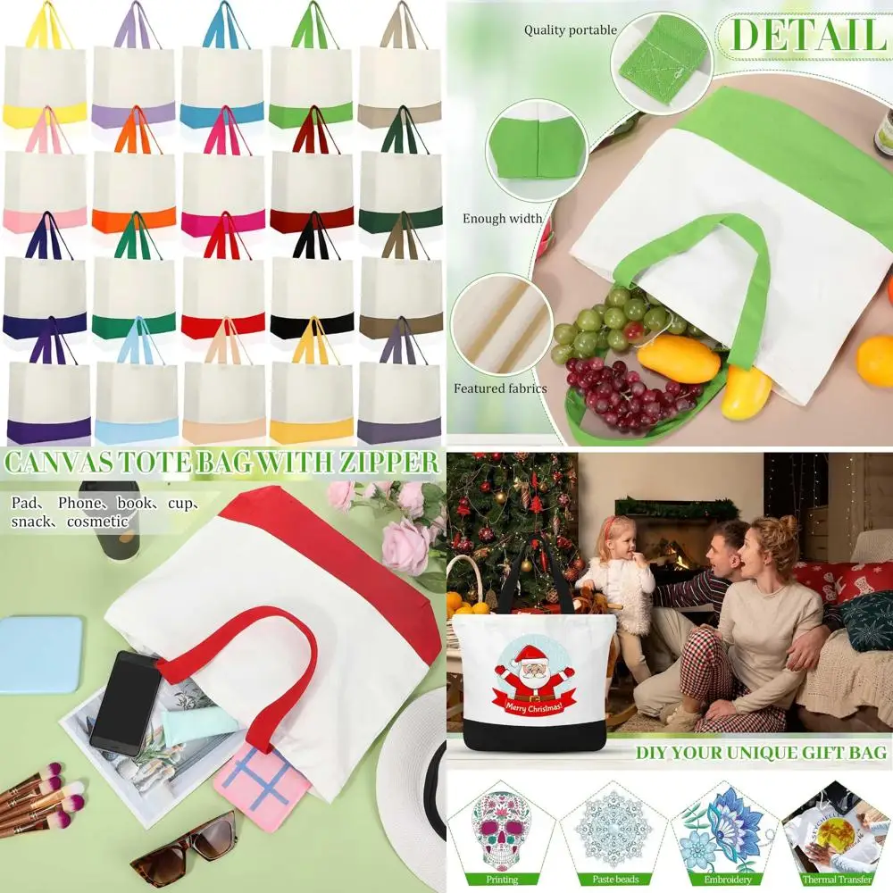 

Large 12 oz Canvas Sublimation Tote Bags, 20 Pack, 18.5 x 15 Inch, Bulk Shopping Reusable Cloth Bags with Handles, Ideal for Sub