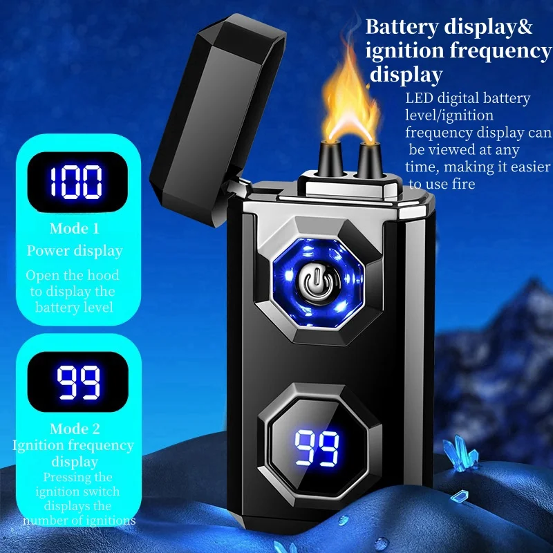 

TH-631 High Power Large Capacity Bright Torch with Battery Display High Quality USB Charging Arc Lighter