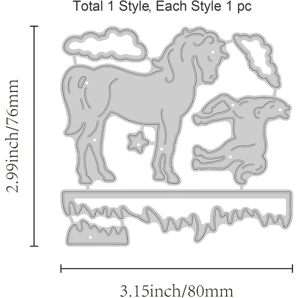 Horse Metal Cutting Dies Animals Die Cuts for DIY Scrapbooking Holiday Greeting Cards Making Album Diary Envelope Decoration