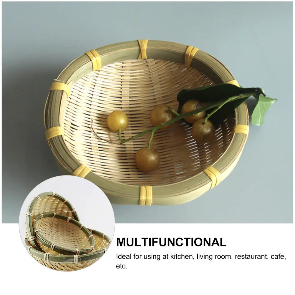 

3 шт. маленькие бамбуковые корзины, тканые корзины для хранения фруктов, нежные детали, компактный размер, идеально подходят для ресторана, кафе, всякой всячины