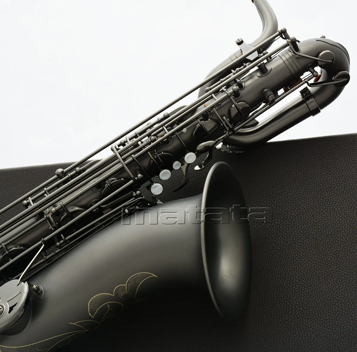 Fast Ship Professional Matte Black nickel Baritone Saxophone Sax Low A With 2 Necks