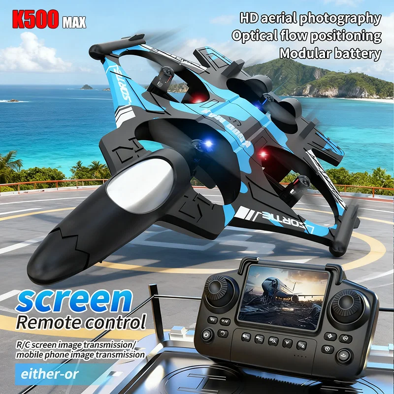 K500 MAX RC 비행기 전투기 2.4G 원격 조종 스턴트 글라이더 360 °   스크린 장난감이 있는 롤링 플라이트 플라잉 폼 비행기 어린이 선물