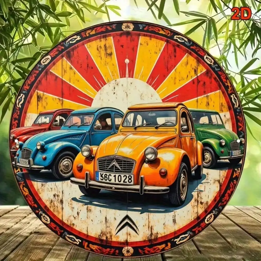 CIFBUY Vintage Retro 2CV Car Aluminum Wall Art Waterproof Metal Sign For Bar Cafe Restaurant Home Decor