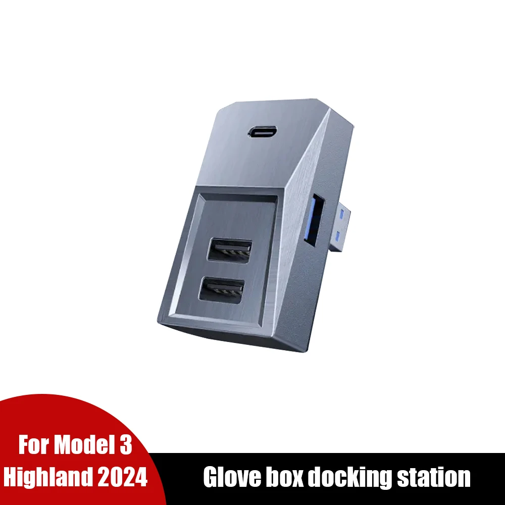 

Left Driver Glove Box Docking Station Tesla Model 3 Highland 2024 USB Hub Docking Station Car Extender Car Accessories