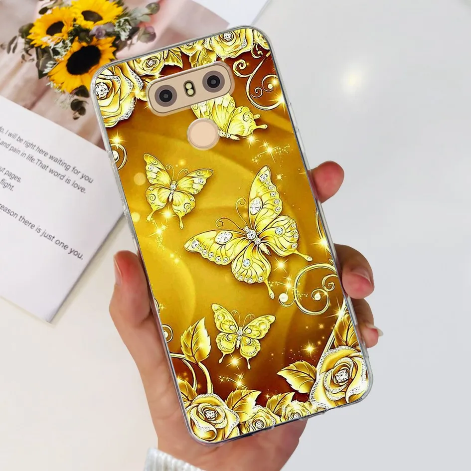 For LG G6 Plus Case LGM-G600K Phone Cases Popular Flower Soft Silicone Clear Protective Shell For LG G6 G 6 LG6 LGG6+ Back Cover