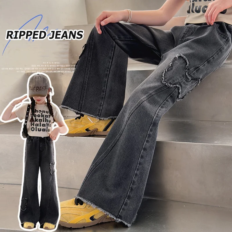 

Girls Denim Ages 4-14Y Teen Bootcut Jeans Teenage Vintage Trousers Toddler Girl Casual Fashion Denim Bottom Kids Y2k Long Pants