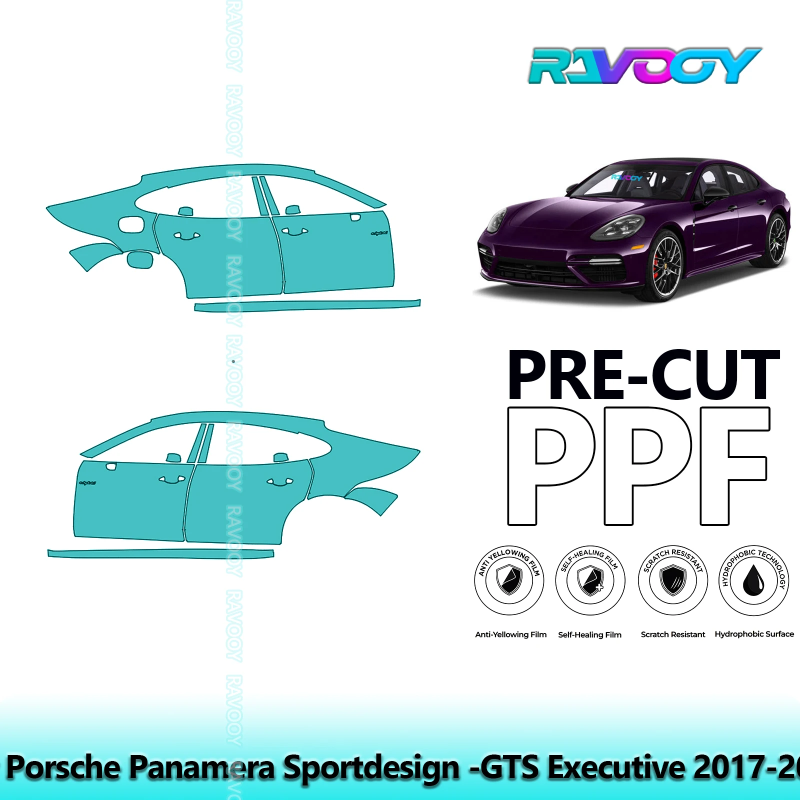 

Для Porsche Panamera Sportdesign-GTS Executive 2017-2020 8,5 мил предварительно вырезанный комплект PPF для дверей и A/B набор стоек, набор защитной пленки для краски из ТПУ