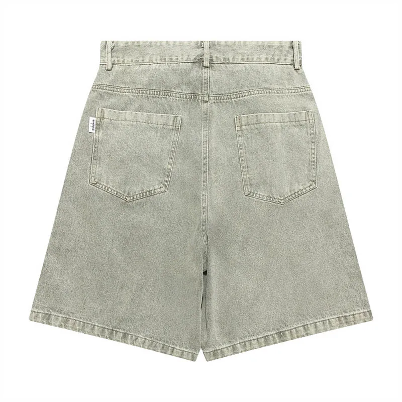 Vintage Hip Hop Disressed Denim Shorts Washed Streetwear Summer Jeans Shorts For Male Loose Fit