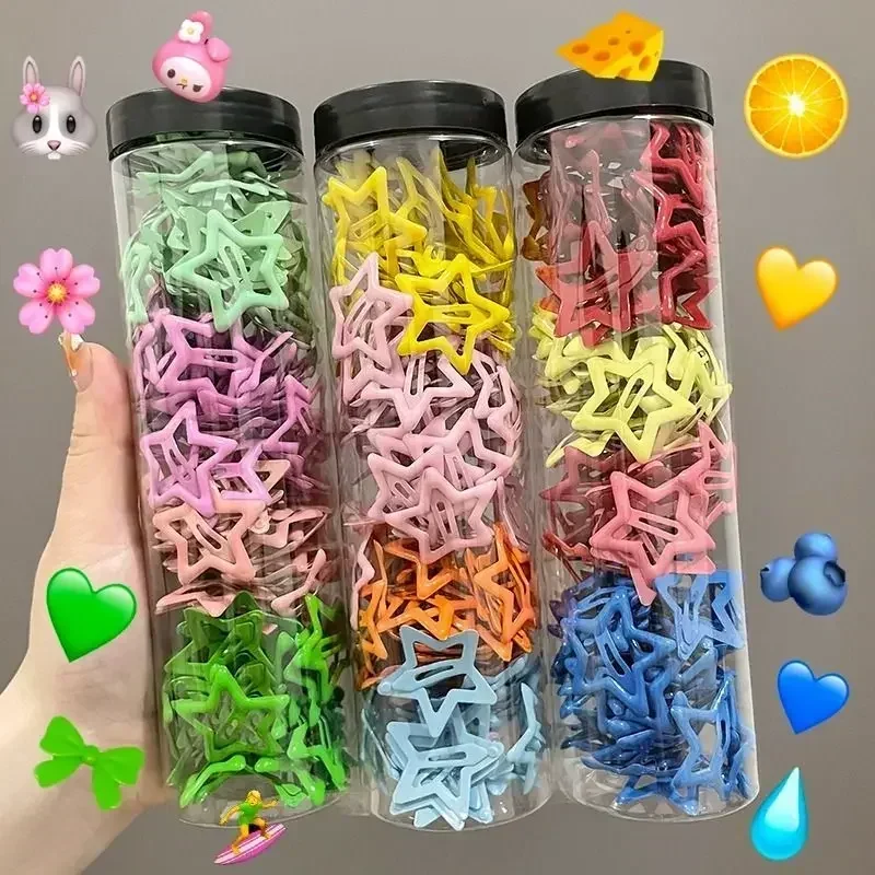 10-20Pcs Colorful Star Hairpin Metal Bb Clips Y2K Women Girl Side Clip Five-pointed Star Mini Hairpins Children Hair Accessories