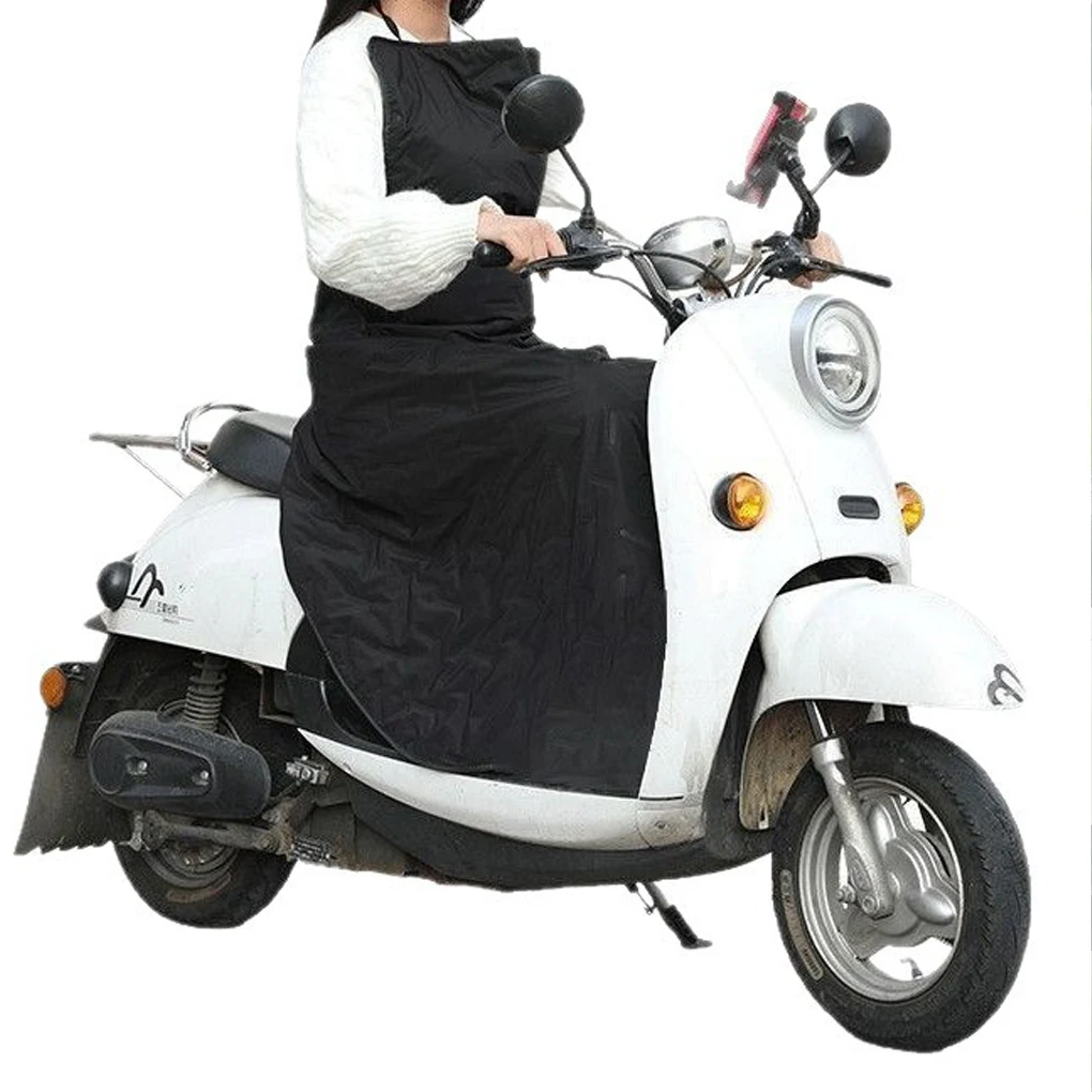 Image 7: Couvre-jambes de scooter noir réglable coupe-vent, équipement d'hiver pour moto et vélo électrique, ajustement réglable en hauteur