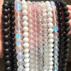 Natural Agates Crystal Glass Stone Beads 4 6 8 10 12mm Loose Spacer Beads For Diy Bracelet Jewelry Making 15'' 4 6 8 10 12mm