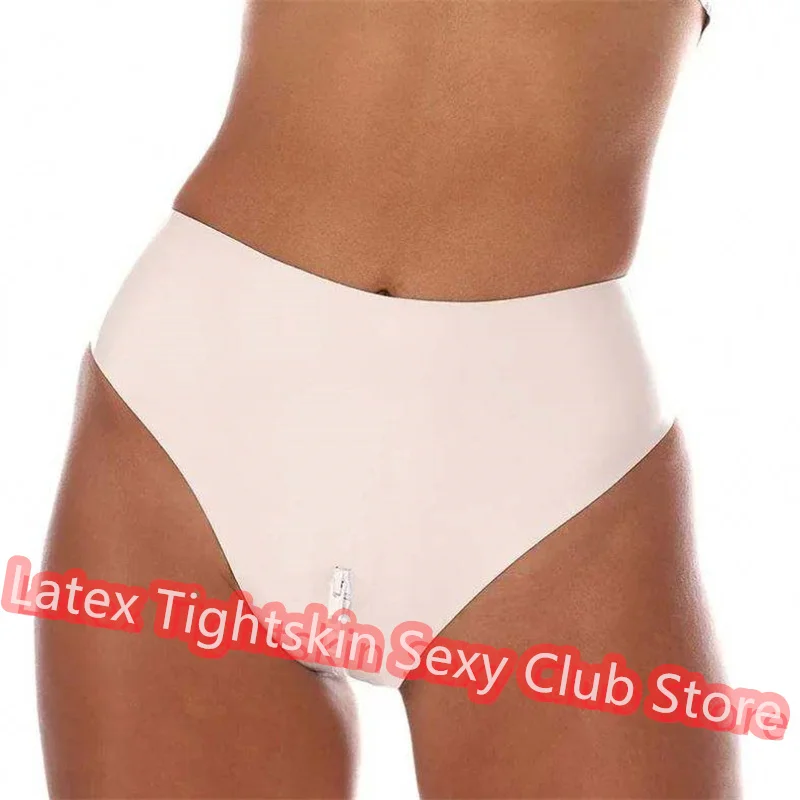 Gummi Natural Latex Briefs White Sexy Fetish Shorts Woman with Crotch Zipper Customizable Size and Color Cosplay Costumes