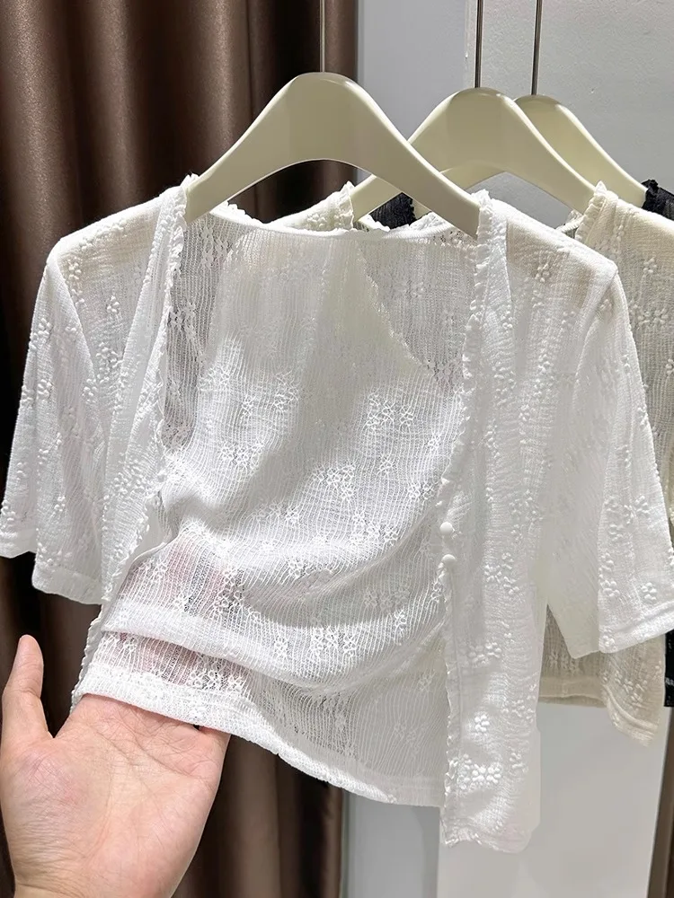 Lace ort Sve Open Cardigan Women's Lightweight ort Sle Summer Outerwear Faded Summer Moisture ng Commute Sle