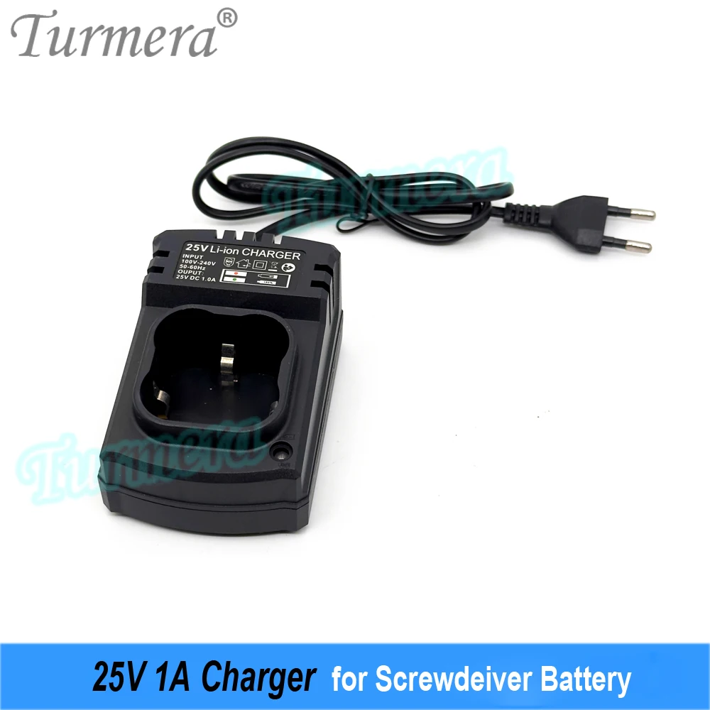 Turmera 12V 16.8V 25V Screwdriver Battery Charger 1A for Electric Drill 3S 4S 6S 18650 Lithium Batteries Use