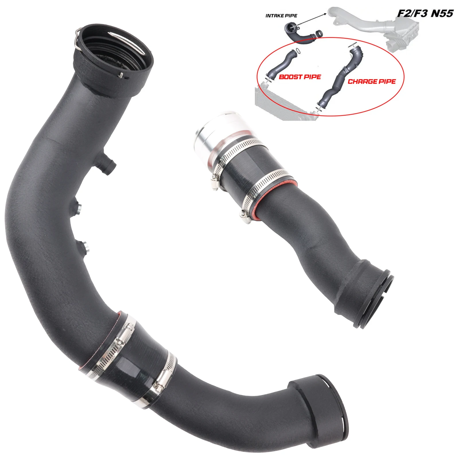 

Charge & Boost Pipes Kit For BMW N55 M2 F87 M135i M235i 335i 435i F30 F31 F32 F-SERIES