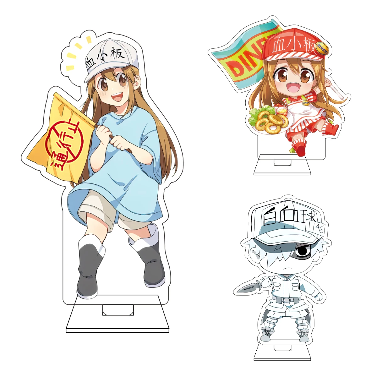 Figuras de Anime de 10 cm de Cells at Work! Figura de acrílico de cosplay linda: Adornos de plaquetas Killer T cells, regalos