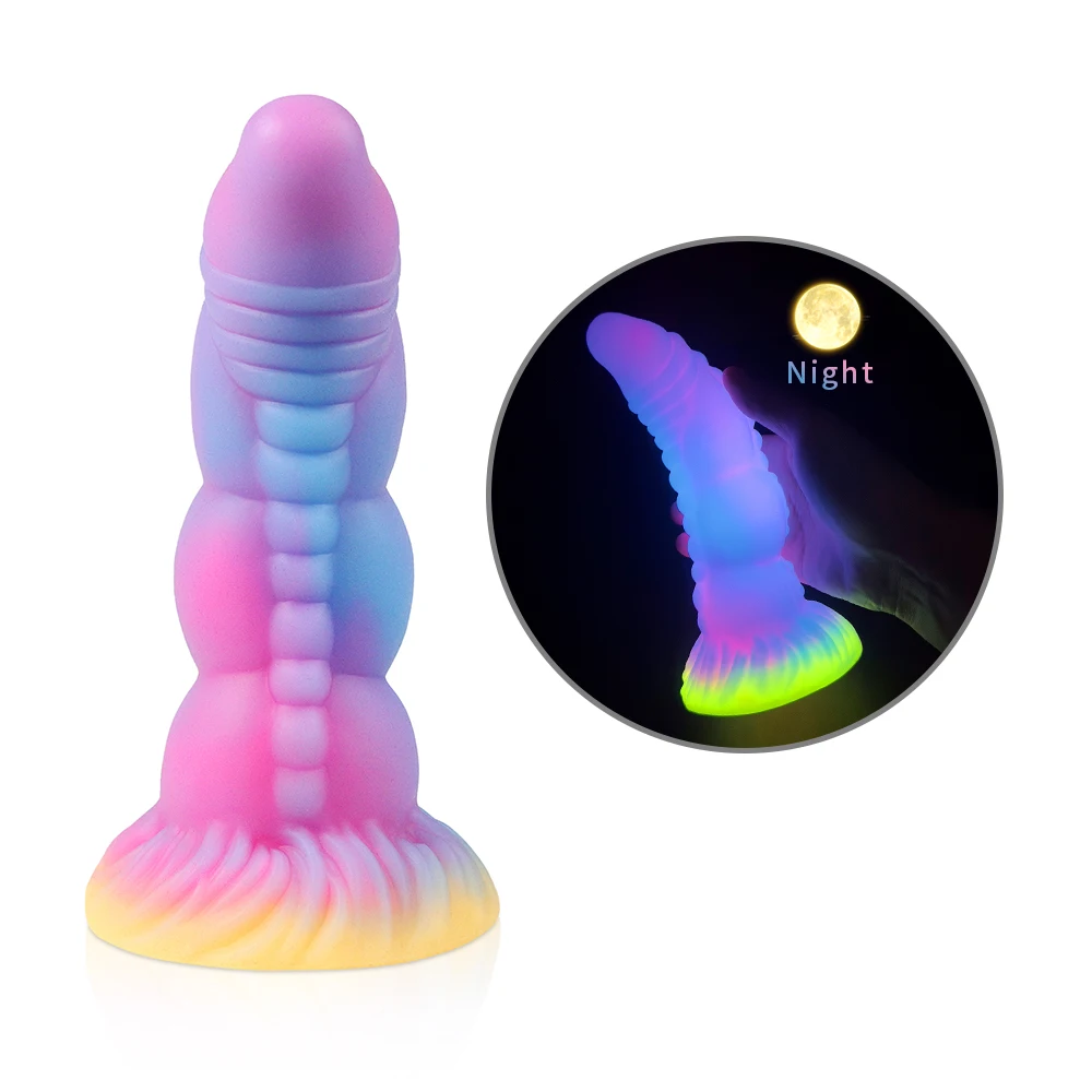 

New Luminous Anal Toys Dragon Dildo Glowing Monster Penis Colourful Butt Plug Soft Dildo with Suction Cup Sex Toys for Women/Men