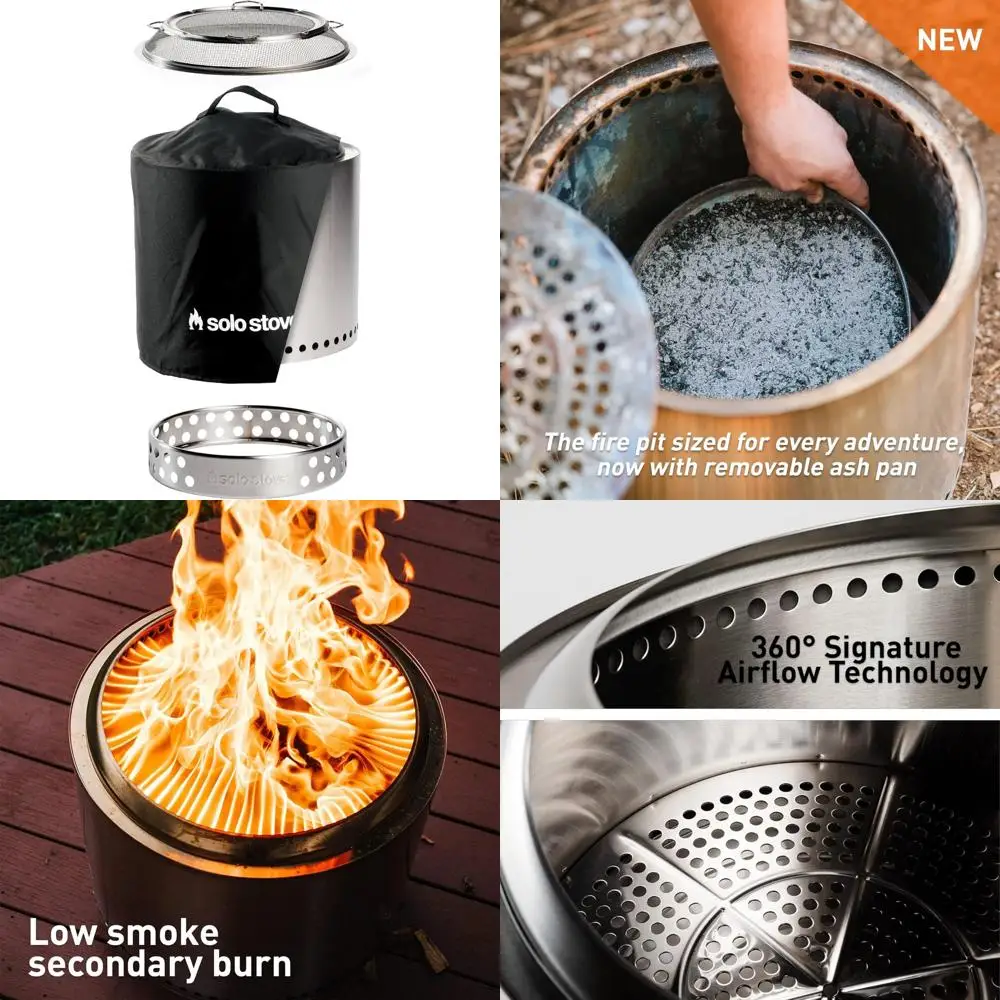 

Portable Wood Burning Fire Pit Bundle with Stand, Shield, and Shelter for 2-4 People - Ideal for Outdoor Camping and Backyard Ga