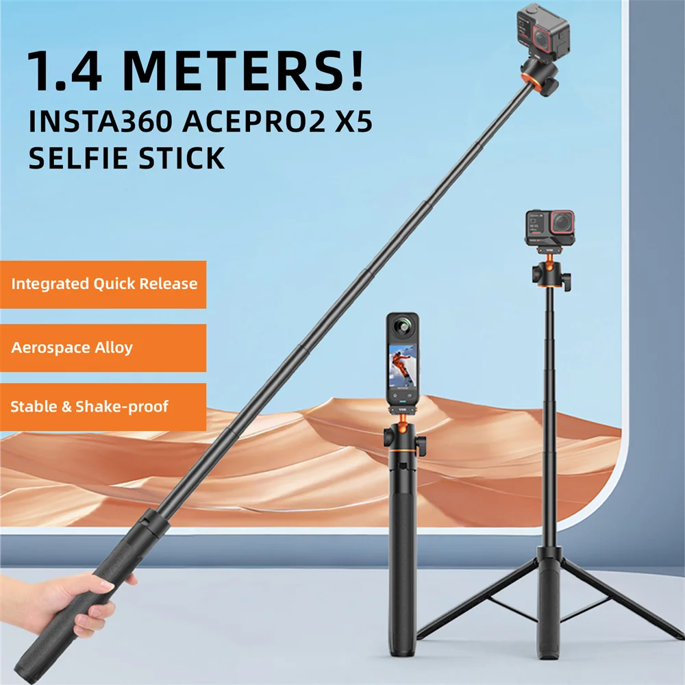 

VRIG AC-104 Magnetic Quick Release Selfie Stick Tripod for Insta360 Ace Pro 2/X5 Action Camera Stand with 360 Ballhead+Cold Shoe