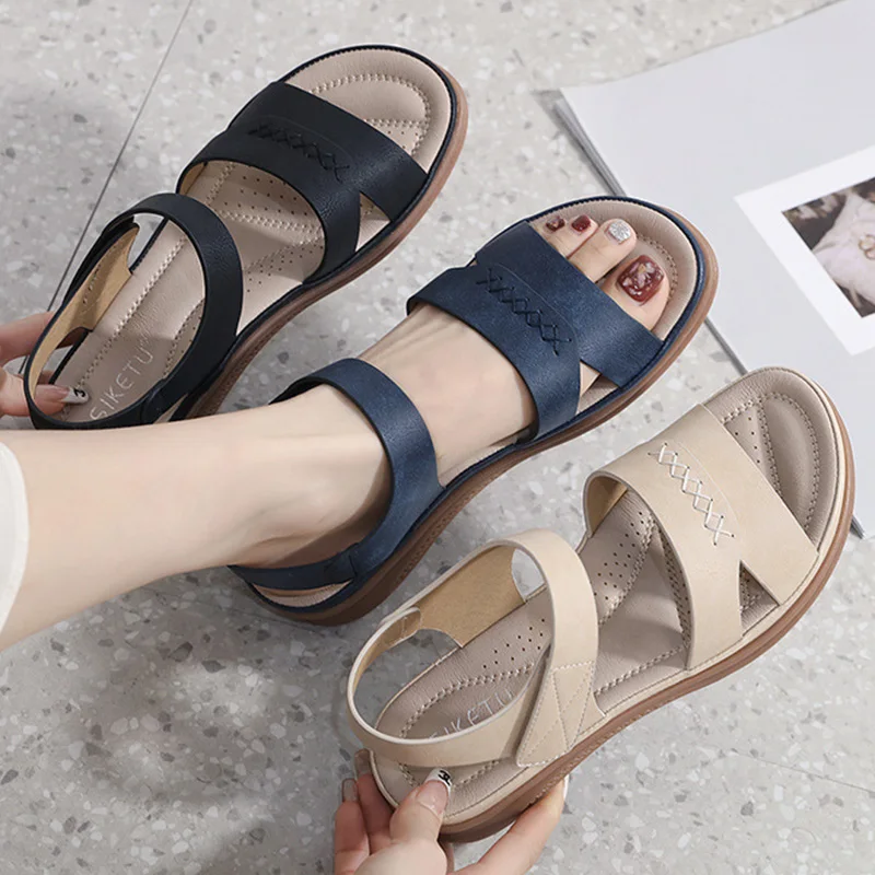 2024 Summer Women 2cm Platform 3cm High Heels Sandals Female Casual Lightweight High Heels Lady Leisure Concise Barefoot Shoes