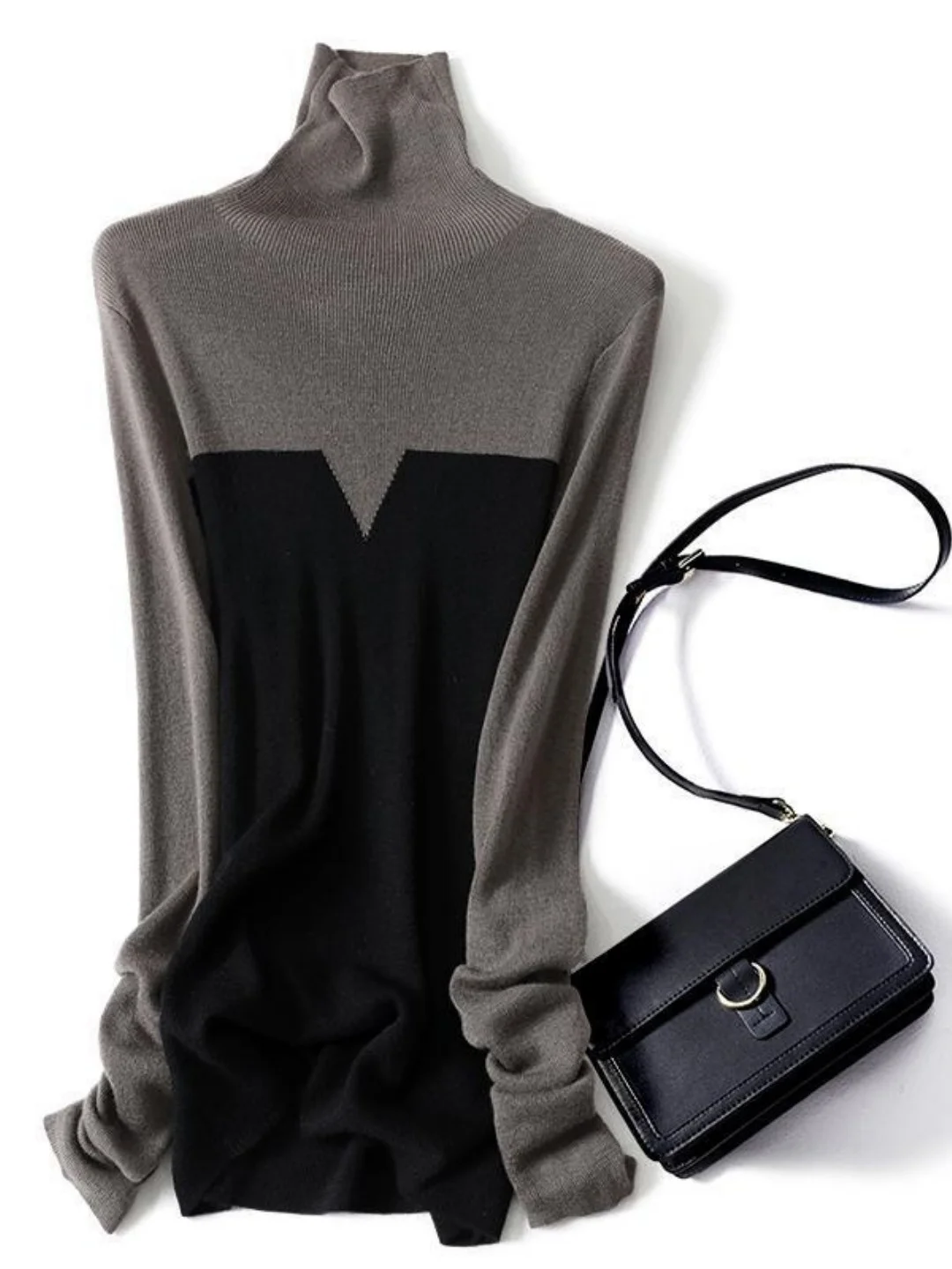 

Осень-зима, высокий вязаный свитер, женский дизайн, длинный све, топ, цвет, блузка, теплый модный трикотаж свободного покроя