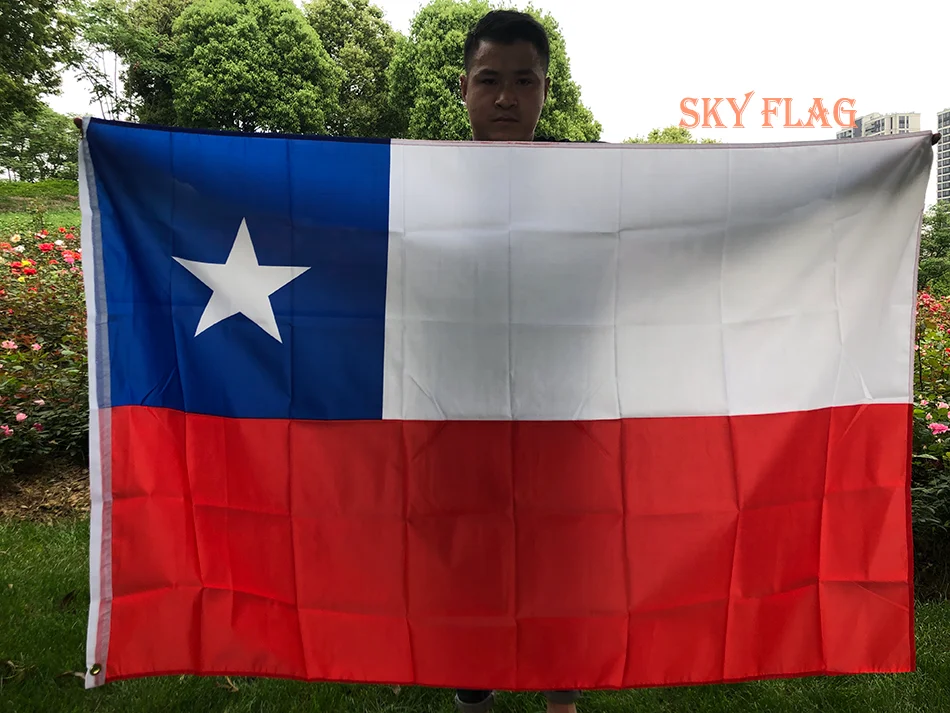 SKY FLAG Chile Flag 90X150cm chl cl chile Polyester FLAG Banner with 2 Grommets for Hanging