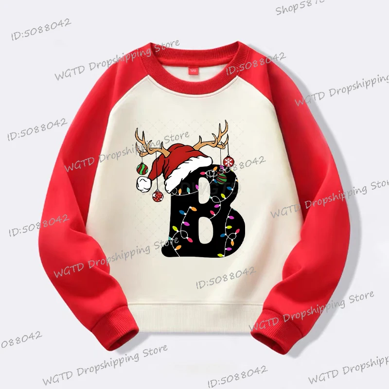 เสื้อสเวตเชิ้ตแขนยาวพิมพ์ลายตัวอักษรคริสต์มาสสุดสนุก สไตล์ลำลอง สำหรับเด็กชายและเด็กหญิง เหมาะสำหรับฤดูใบไม้ร่วงและฤดูหนาว ของขวัญวันคริสต์มาส