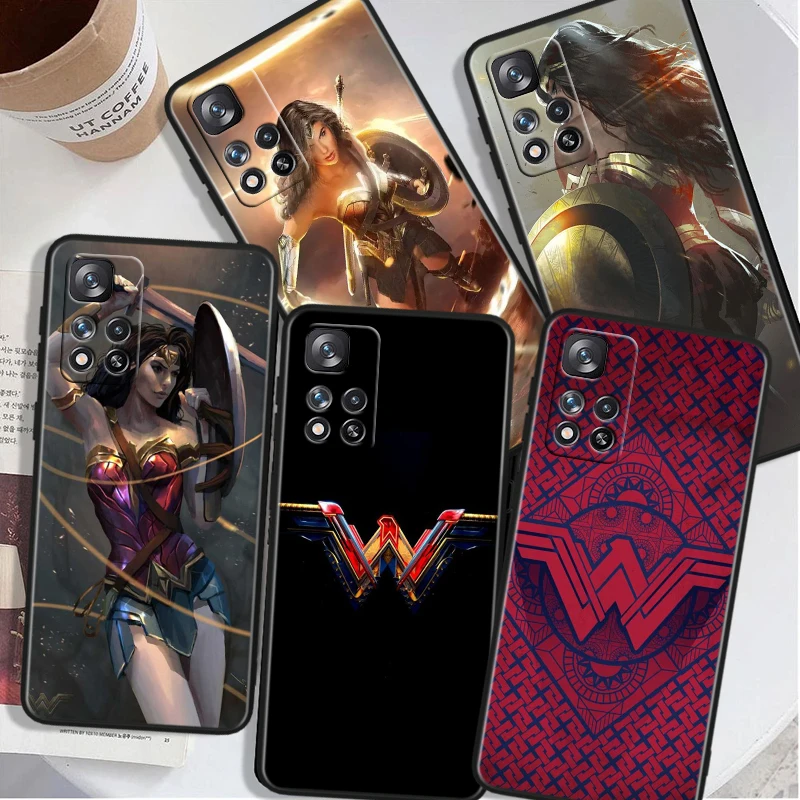 Cool Wonder Woman For Xiaomi Redmi Note 13 12 11T 11E 11S 10T 10S Turbo Pro Plus Max Lite Black Soft Phone Case