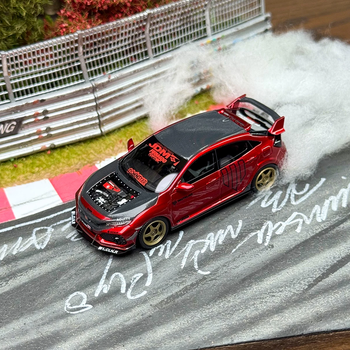 1:64 FK8 Type-R نموذج سيارة راتينج ثابت تنافسي، زخرفة قابلة للجمع، هدية مخصصة، لعبة مجسمة للسيارة