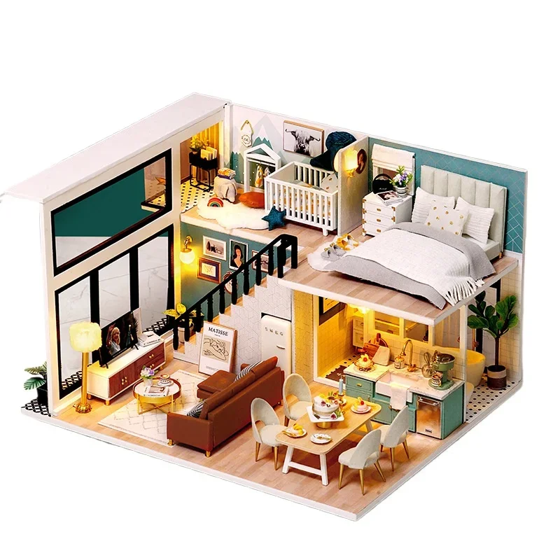 Diy hut Nordic modern doll house creative jigsaw puzzle to send his girlfriend Christmas birthday gift ornaments educational toy