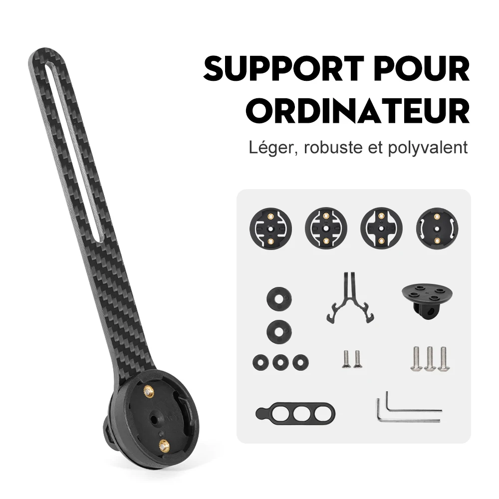 Support d'ordinateur de vélo en carbone, pour chronomètre, compteur de vitesse, pour Wahoo Garmin Giant Bryton, support de lumière