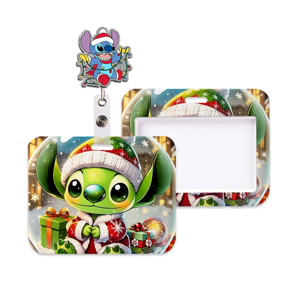 عطلة ديزني عيد الميلاد غرزة حامل البطاقة شارة اسم العمل مع سلاسل المفاتيح طالب بطاقة الهوية الحبل حامل الملحقات