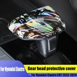 Car gear head protective cover made of ABS material with carbon fiber pattern For Hyundai Elantra CN7 2023 2024
