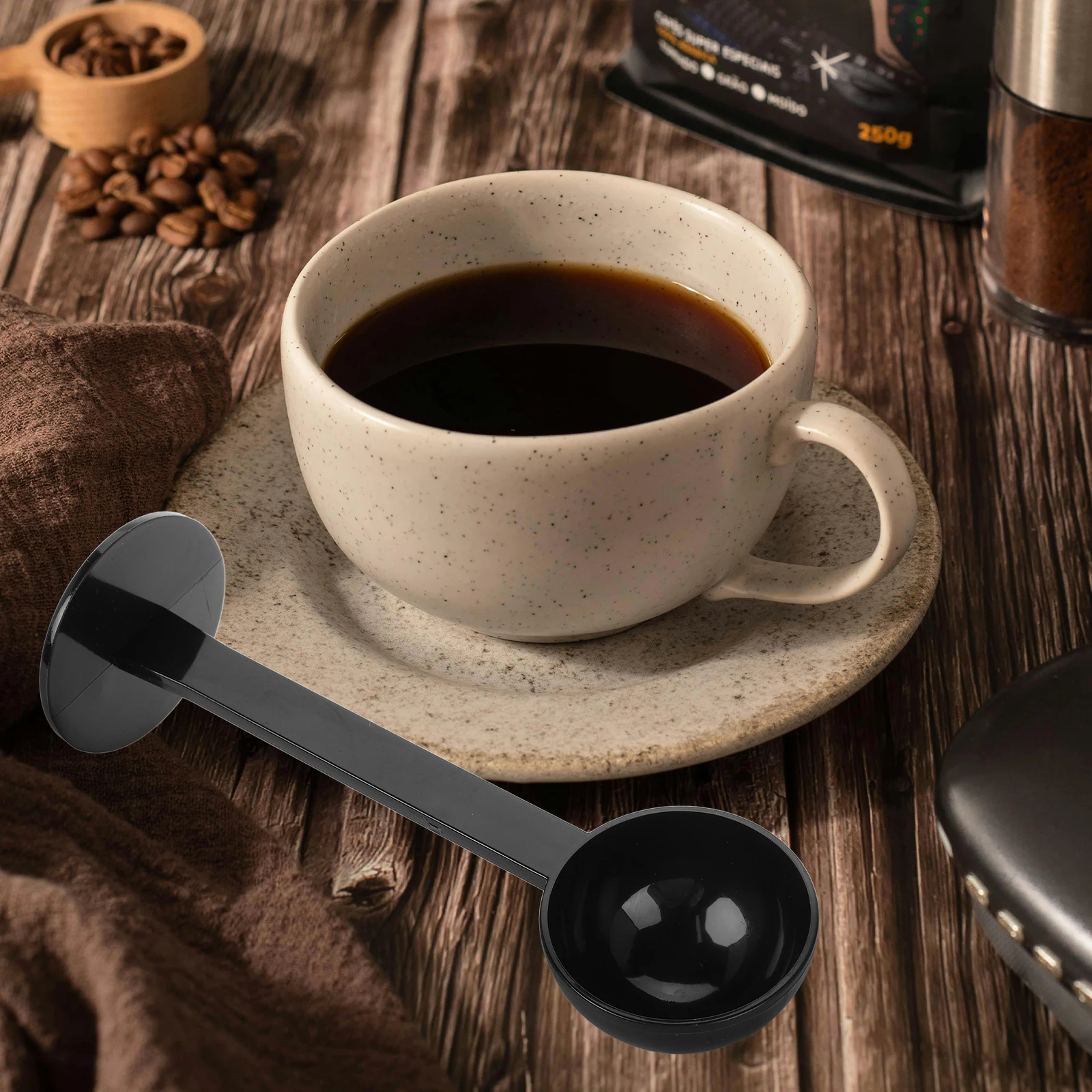 

2-в-1 ложка для кофейных зерен, тампер, пластиковая мерная ложка для эспрессо, аксессуары для кофе, черная мерная ложка, ложка для эспрессо