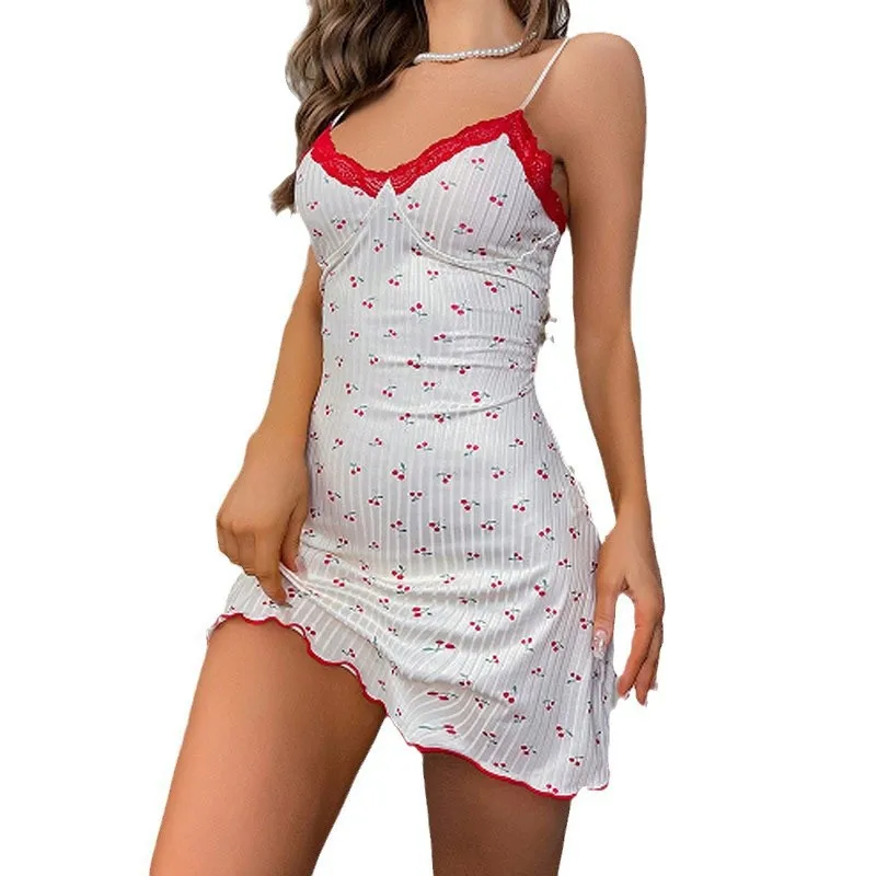

Sweet Halter Love-Printed Fashion Sleep Dress Women's Summer Casual Home Nightgown