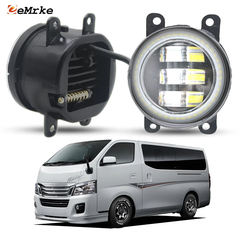

White + Yellow Led Fog Lights 40W Angel Eyes Day Light For Nissan NV350 Caravan Urvan E26 Mitsubishi Fuso Canter Van 2012-2017