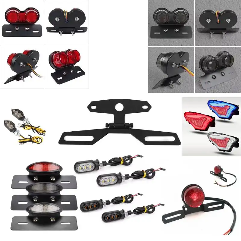 2026 NEW Motorcycle CNC Aluminum Alloy License Plate Bracket Taillight Fixed Folding Number Plate Frame Holder Light Mount