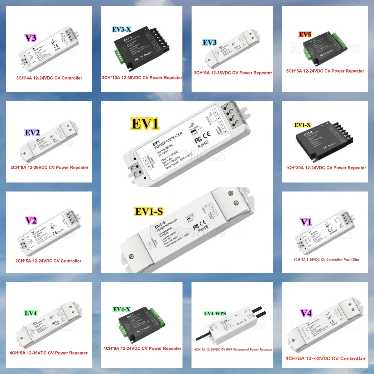 

V1/2/3/4 EV1/2/3/4/5 Single Color CCT RGB RGBW RGBCCT LED Strip Controller Power Repeater 1CH 3CH 4CH 5CH PWM Dimmer 12V-24V DC