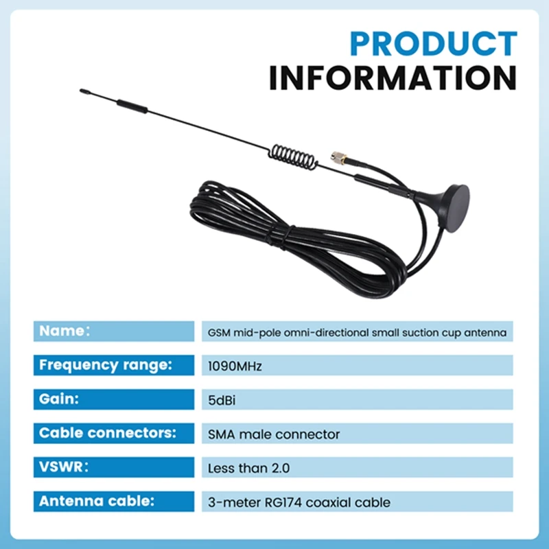 5Dbi-1090Mhz-Antenna-ADS-B-Modem-Router-SMA-Male-MCX-Male-For-Flightaware