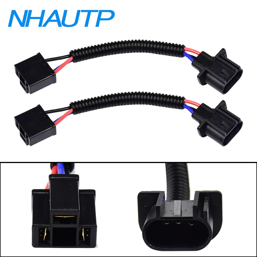 NHAUTP 2Pcs H4 Female To H13 Male Adapter Conversion Wiring Harness For Jeep Wrangler JK 2007-2017 Headlight Plug