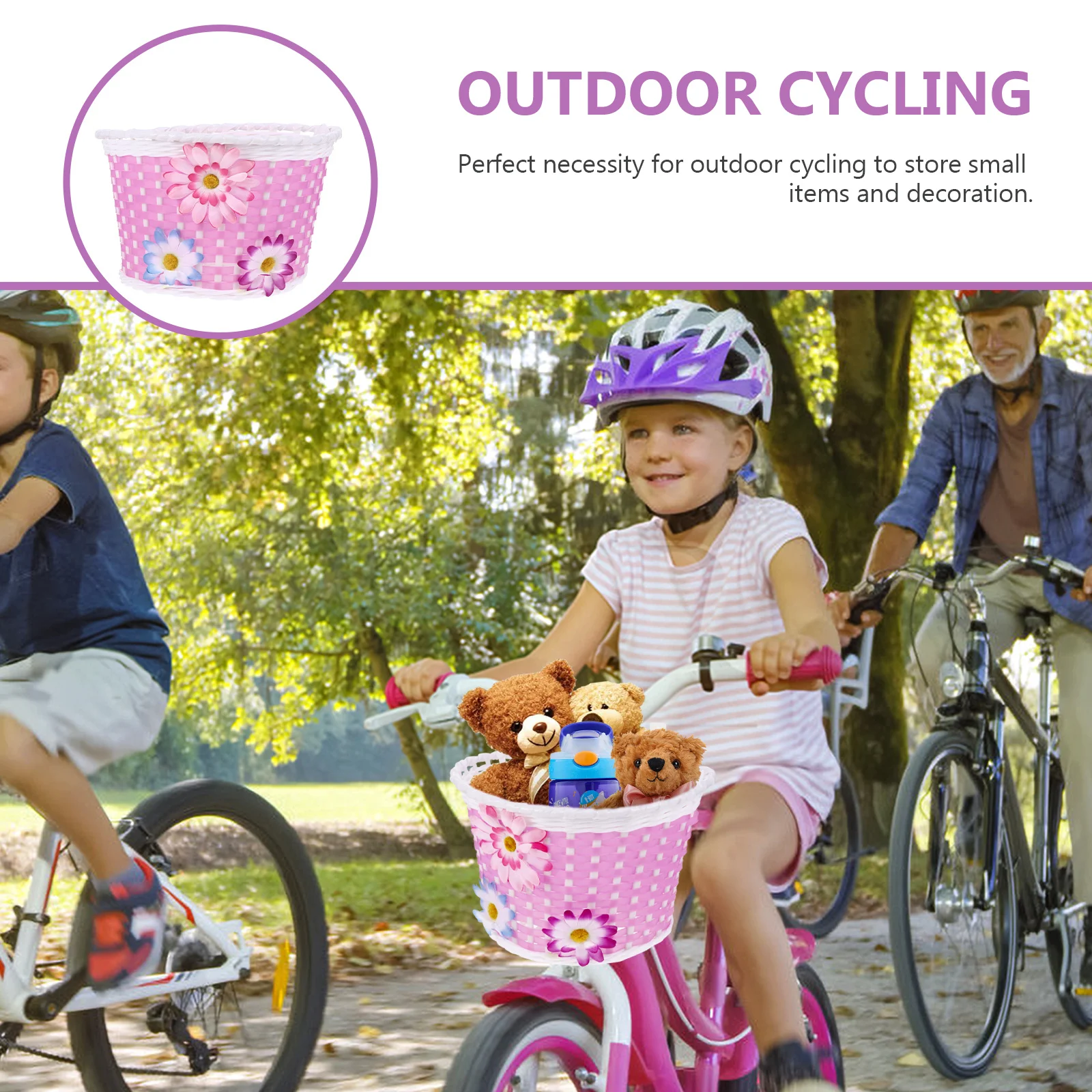 

Lovely Front Handlebar Bike Basket Detachable Storage Decoration Handmade Cycling Basket Scooters Rock Bugs
