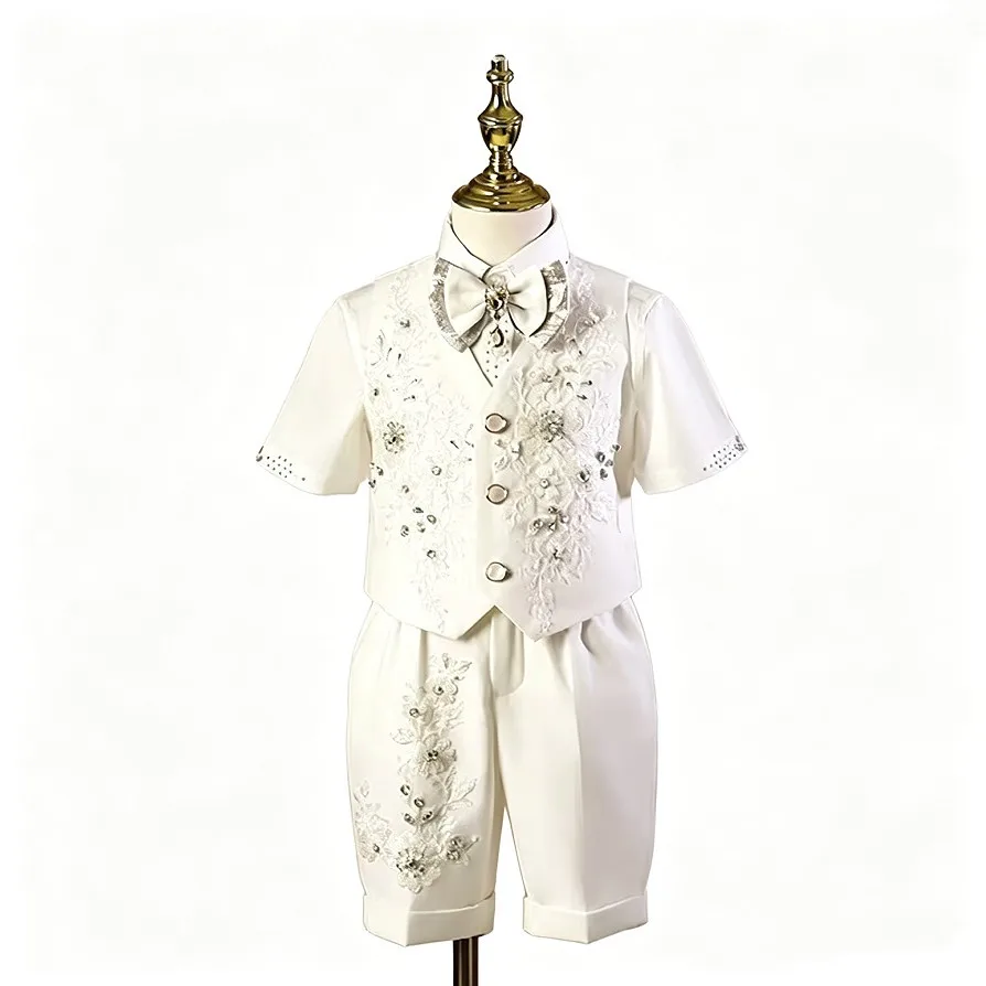 4PCS Children Suits  Wedding Birthday Baptism Party Piano Performance Host Blazer Boys Costume Sets A4469