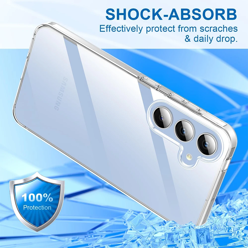 360° Full Body Cover Clear Phone Case For Samsung Galaxy S24 S23 S21 FE S22 Plus Ultra Hybrid Hard PC Shell Silicone Shockproof