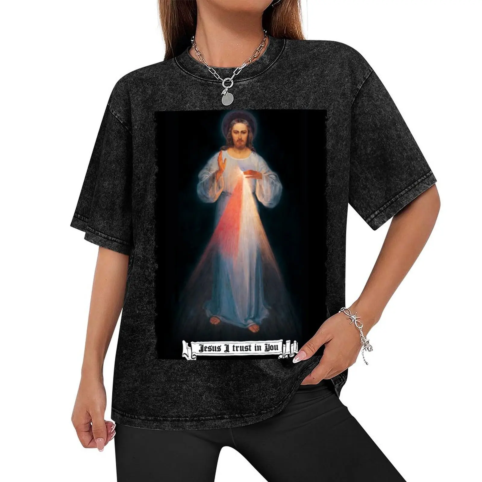 The Divine mercy image, catholic and Christian gifts, Jesus I trust in you T-Shirt cute clothes mens tall t shirts