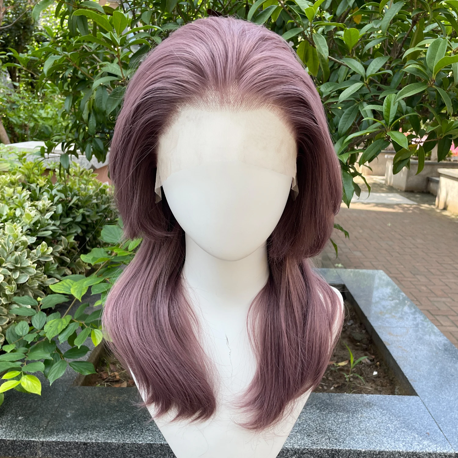 Dream Purple 13X4 Synthetic Lace Front Wigs for Women Shoulder Length Mullet Cosplay Wig for Men Half Hand Tied Glueless Natural