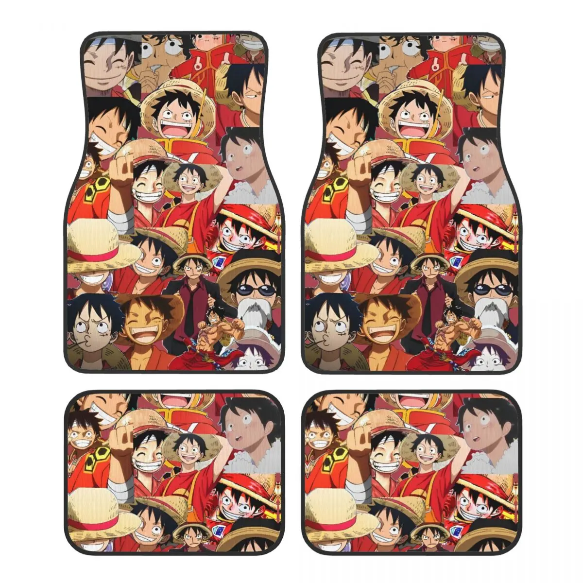 

One Piece Anime Manga Luffy Universal Fit Car Floor Mats Durable Car Carpet Mat Set of 4pcs with Anti-Slip Backing
