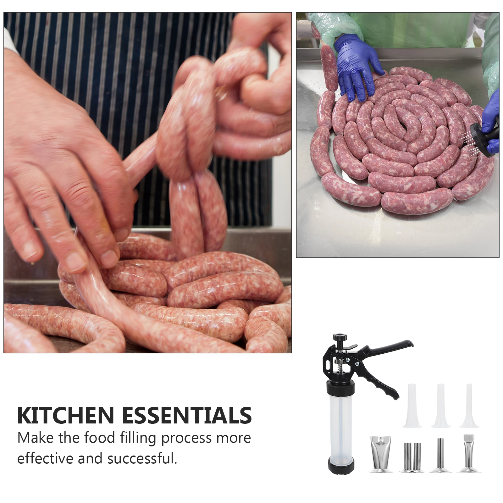 

Manual Maker Useful Stuffer Ergonomic Stainless Steel Plastic Kitchen Meat Tool Filling Pipe Sausage Processing Supplies Sausage