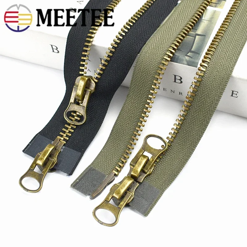 8# Metal Zipper 70-120cm Double Sliders Open End Two Way Zip for Coat Down Jacket Zip Repair Kits DIY Clothes Sewing Accessories